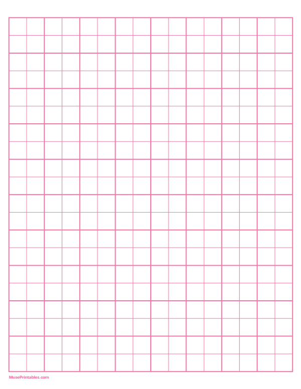 2 Squares Per Inch Pink Graph Paper : Letter-sized paper (8.5 x 11)