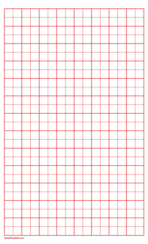 2 Squares Per Inch Red Graph Paper : Legal-sized paper (8.5 x 14)