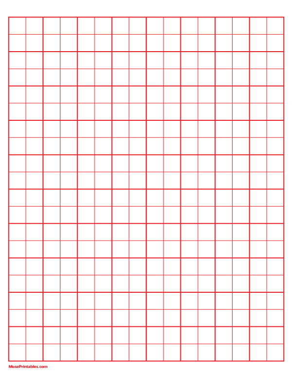 2 Squares Per Inch Red Graph Paper : Letter-sized paper (8.5 x 11)