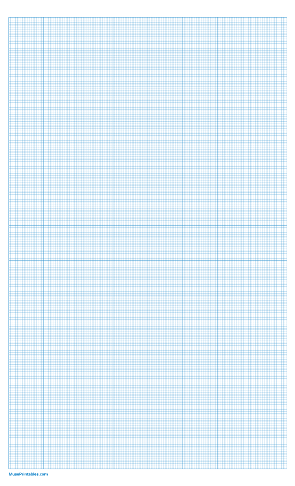 20 Squares Per Inch Blue Graph Paper : Legal-sized paper (8.5 x 14)