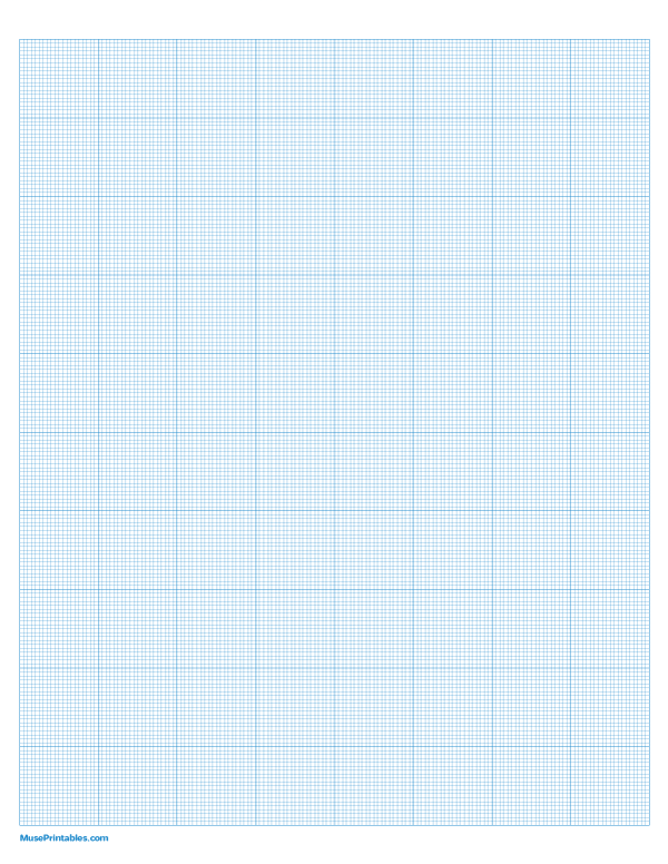 20 Squares Per Inch Blue Graph Paper : Letter-sized paper (8.5 x 11)