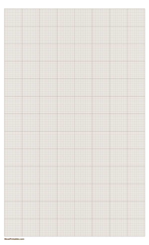 20 Squares Per Inch Brown Graph Paper : Legal-sized paper (8.5 x 14)