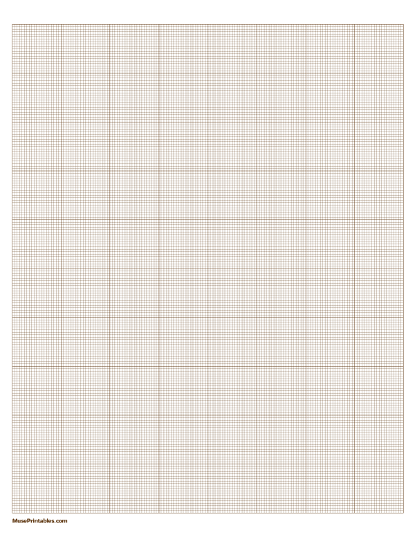 20 Squares Per Inch Brown Graph Paper : Letter-sized paper (8.5 x 11)