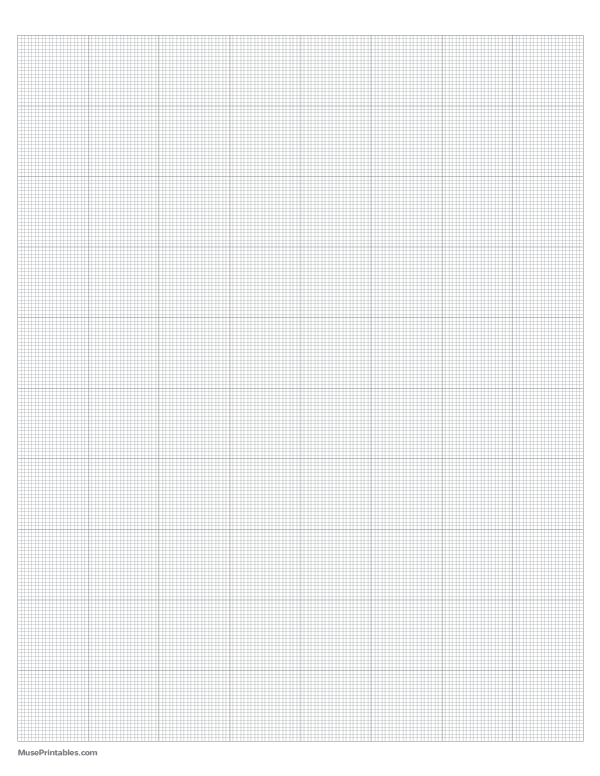 20 Squares Per Inch Gray Graph Paper : Letter-sized paper (8.5 x 11)