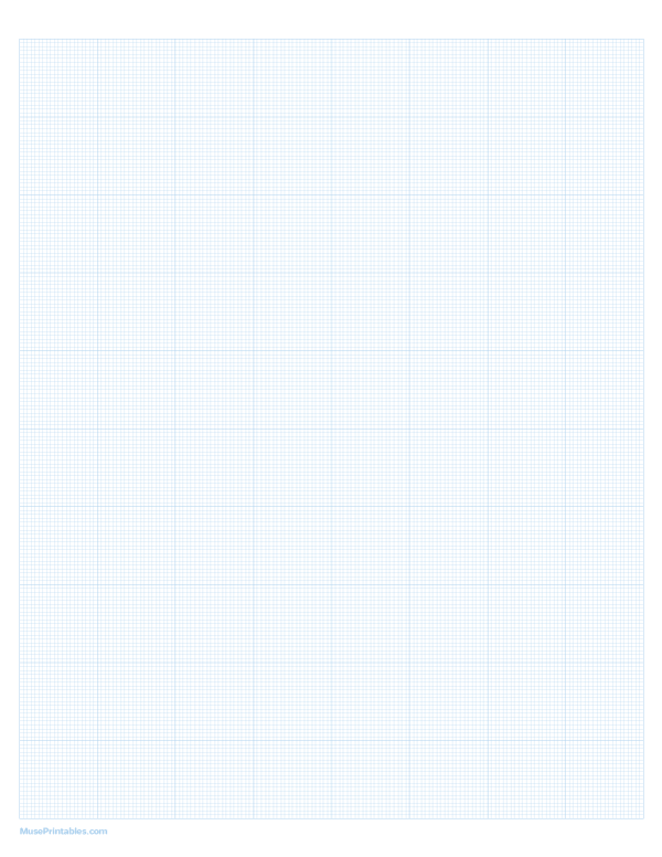 20 Squares Per Inch Light Blue Graph Paper : Letter-sized paper (8.5 x 11)