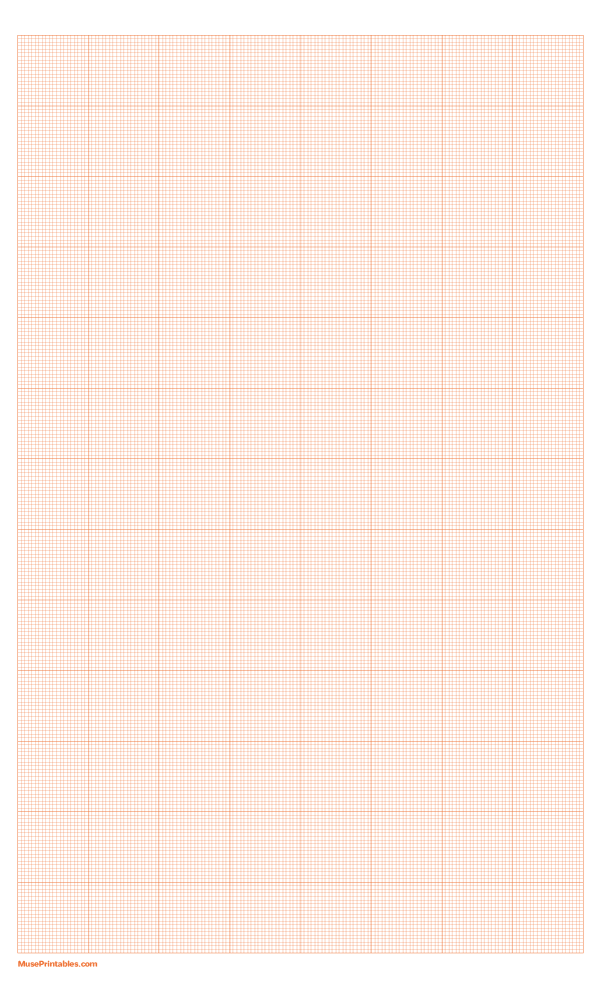 20 Squares Per Inch Orange Graph Paper : Legal-sized paper (8.5 x 14)