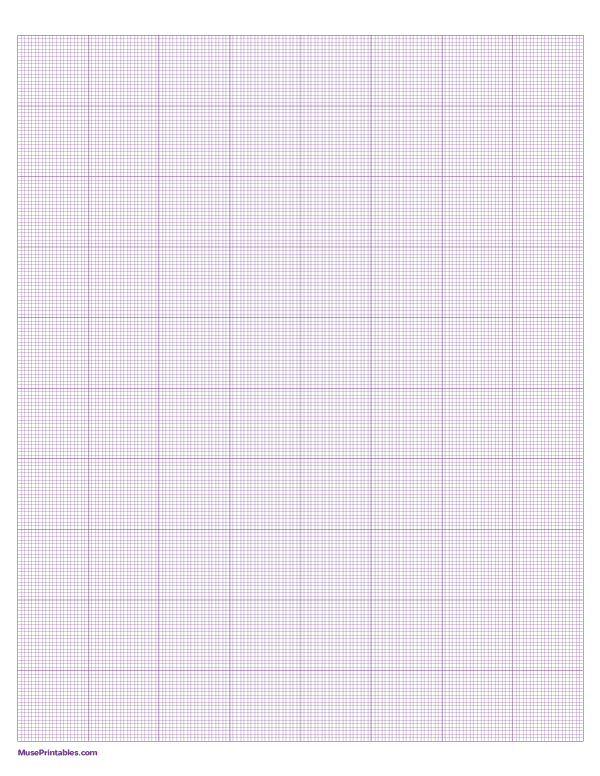 20 Squares Per Inch Purple Graph Paper : Letter-sized paper (8.5 x 11)