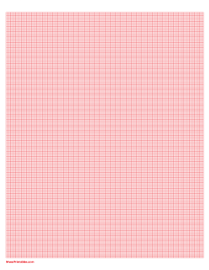 20 Squares Per Inch Red Graph Paper  - Letter