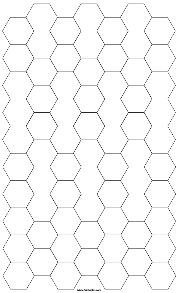 3/4 Inch Black Hexagon Graph Paper: Legal-sized paper (8.5 x 14)