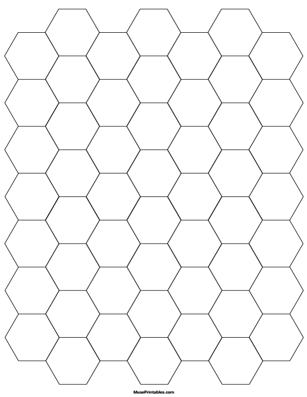 3/4 Inch Black Hexagon Graph Paper: Letter-sized paper (8.5 x 11)