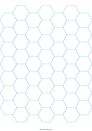 3/4 Inch Blue Hexagon Graph Paper - A4