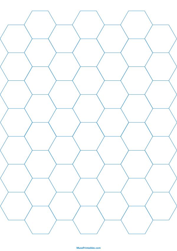 3/4 Inch Blue Hexagon Graph Paper: A4-sized paper (8.27 x 11.69)