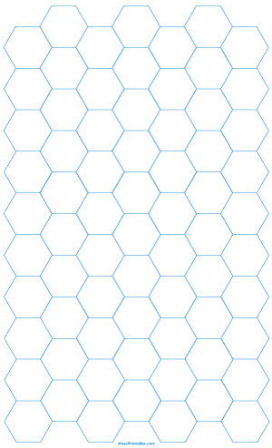 3/4 Inch Blue Hexagon Graph Paper - Legal