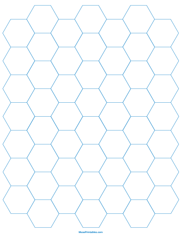 3/4 Inch Blue Hexagon Graph Paper: Letter-sized paper (8.5 x 11)