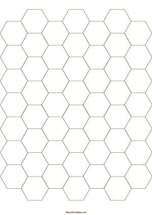 3/4 Inch Brown Hexagon Graph Paper - A4