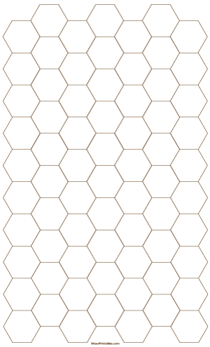 3/4 Inch Brown Hexagon Graph Paper - Legal