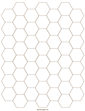 3/4 Inch Brown Hexagon Graph Paper - Letter