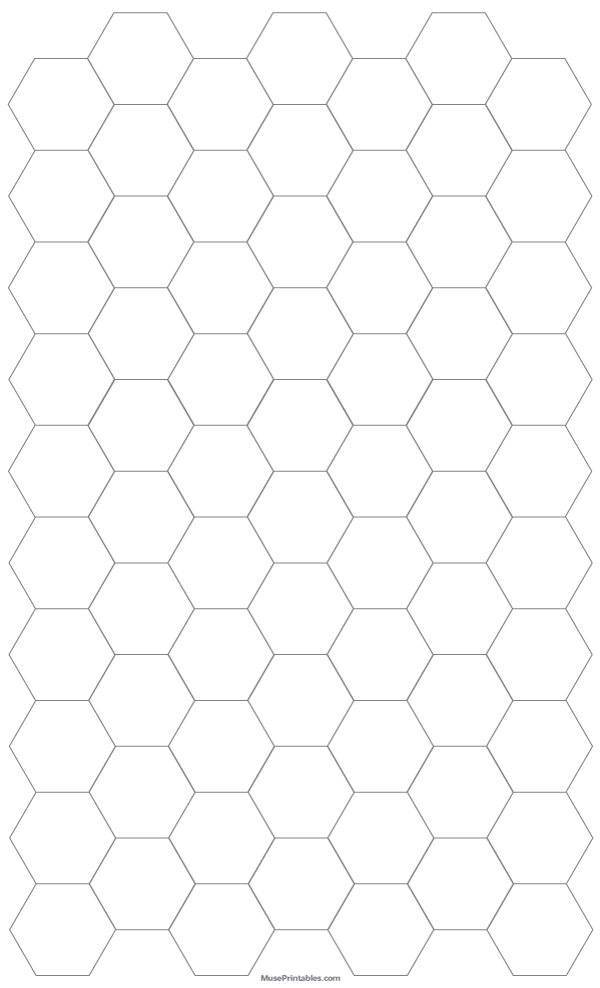 3/4 Inch Gray Hexagon Graph Paper: Legal-sized paper (8.5 x 14)