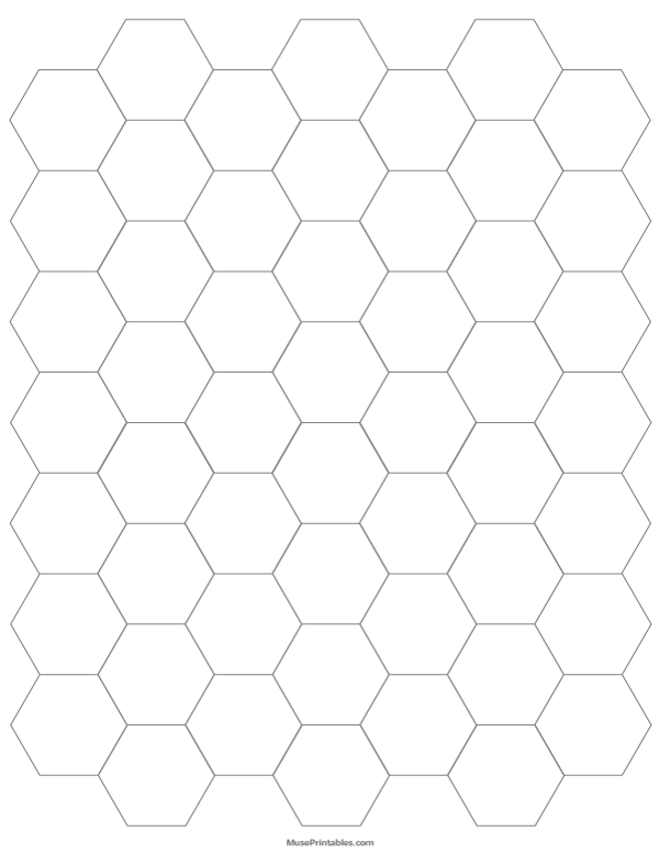 3/4 Inch Gray Hexagon Graph Paper: Letter-sized paper (8.5 x 11)