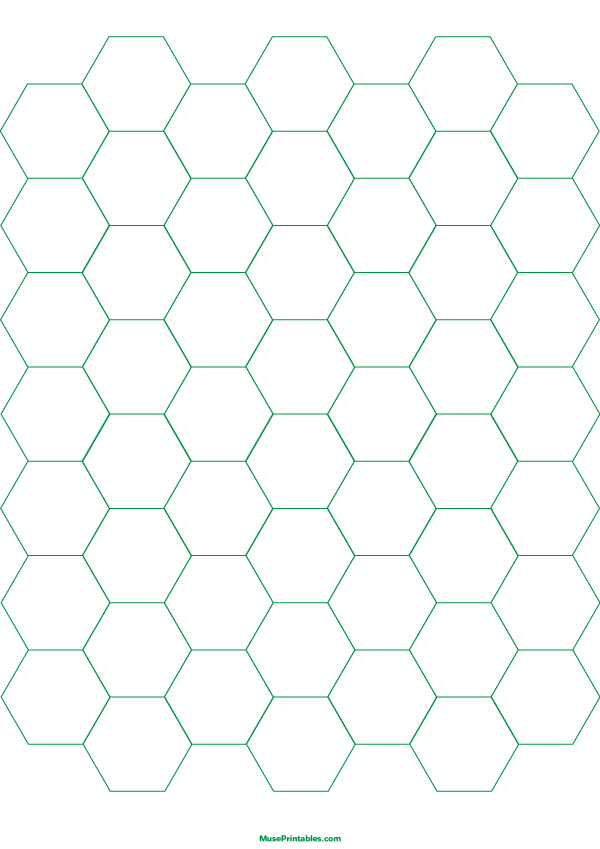3/4 Inch Green Hexagon Graph Paper: A4-sized paper (8.27 x 11.69)