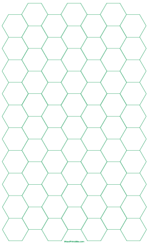 3/4 Inch Green Hexagon Graph Paper - Legal