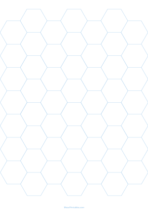 3/4 Inch Light Blue Hexagon Graph Paper - A4