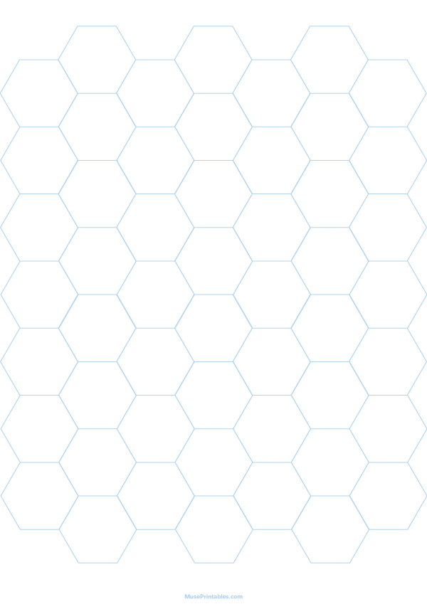3/4 Inch Light Blue Hexagon Graph Paper: A4-sized paper (8.27 x 11.69)