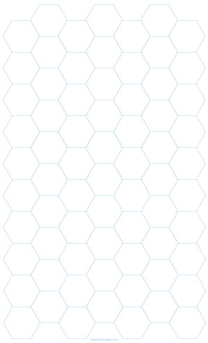 3/4 Inch Light Blue Hexagon Graph Paper - Legal