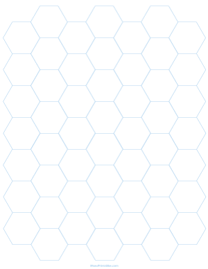 3/4 Inch Light Blue Hexagon Graph Paper - Letter
