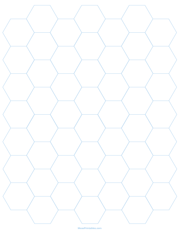 3/4 Inch Light Blue Hexagon Graph Paper: Letter-sized paper (8.5 x 11)
