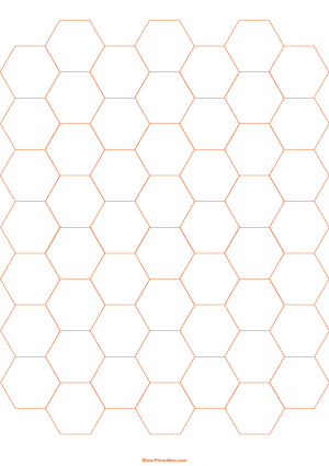 3/4 Inch Orange Hexagon Graph Paper - A4