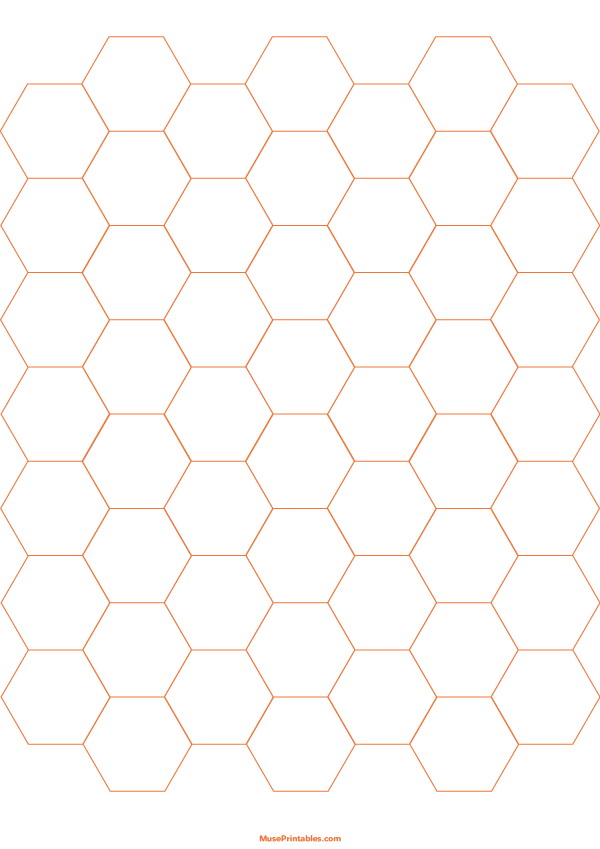 3/4 Inch Orange Hexagon Graph Paper: A4-sized paper (8.27 x 11.69)