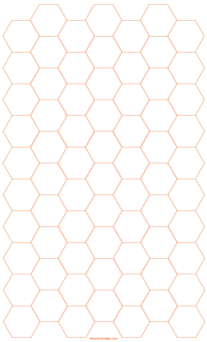 3/4 Inch Orange Hexagon Graph Paper - Legal