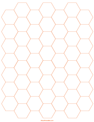 3/4 Inch Orange Hexagon Graph Paper - Letter