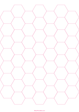 3/4 Inch Pink Hexagon Graph Paper - A4
