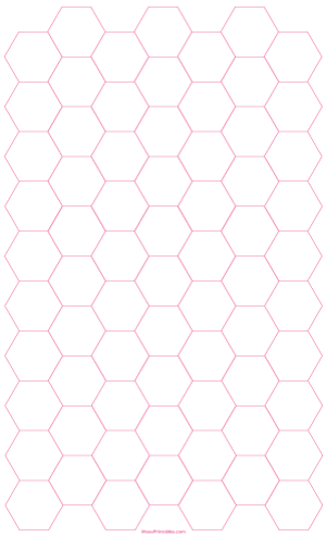 3/4 Inch Pink Hexagon Graph Paper - Legal