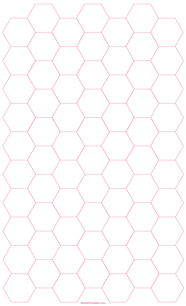 3/4 Inch Pink Hexagon Graph Paper: Legal-sized paper (8.5 x 14)