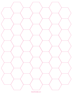 3/4 Inch Pink Hexagon Graph Paper - Letter