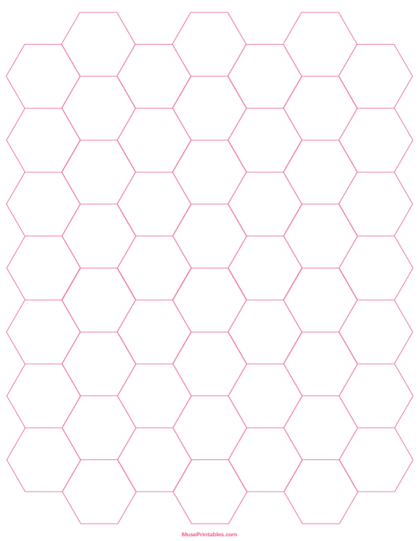 3/4 Inch Pink Hexagon Graph Paper: Letter-sized paper (8.5 x 11)