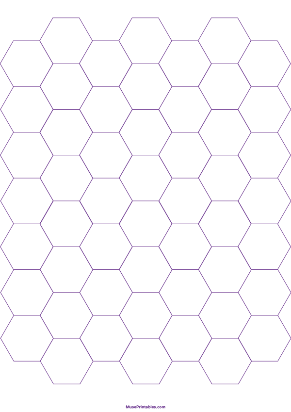 3/4 Inch Purple Hexagon Graph Paper: A4-sized paper (8.27 x 11.69)