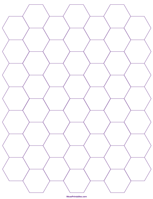 3/4 Inch Purple Hexagon Graph Paper: Letter-sized paper (8.5 x 11)