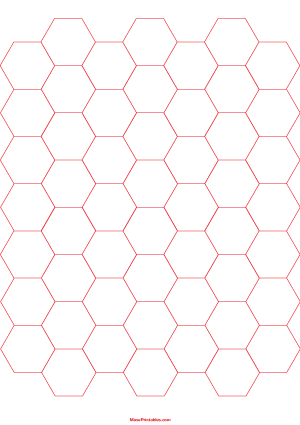 3/4 Inch Red Hexagon Graph Paper - A4