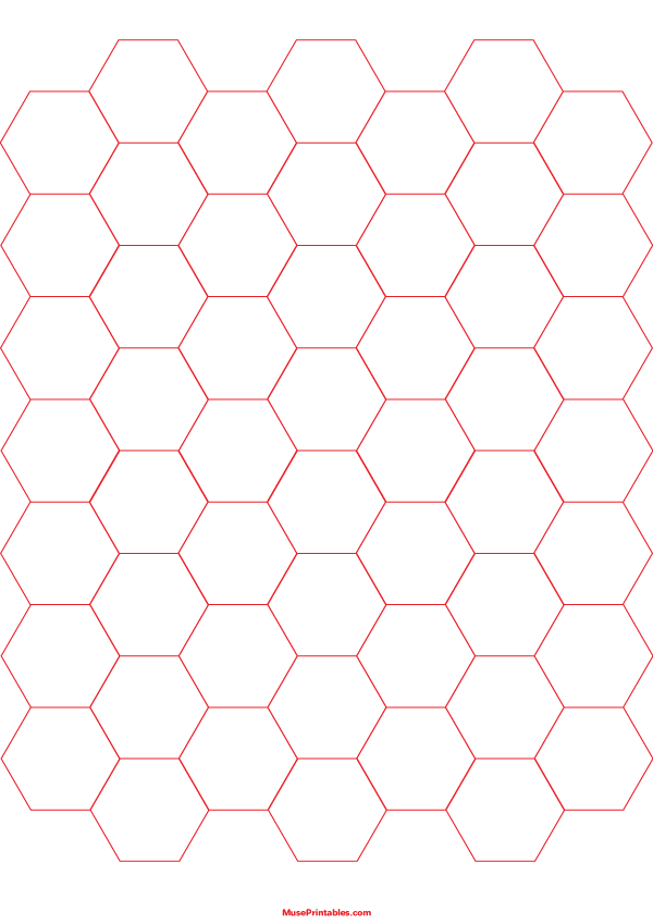 3/4 Inch Red Hexagon Graph Paper: A4-sized paper (8.27 x 11.69)