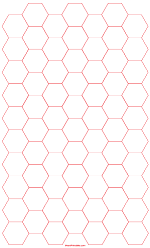 3/4 Inch Red Hexagon Graph Paper - Legal