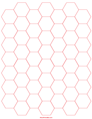 3/4 Inch Red Hexagon Graph Paper - Letter