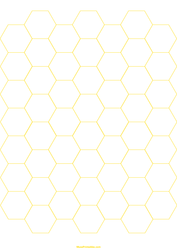 3/4 Inch Yellow Hexagon Graph Paper: A4-sized paper (8.27 x 11.69)