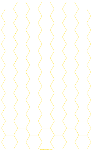 3/4 Inch Yellow Hexagon Graph Paper - Legal