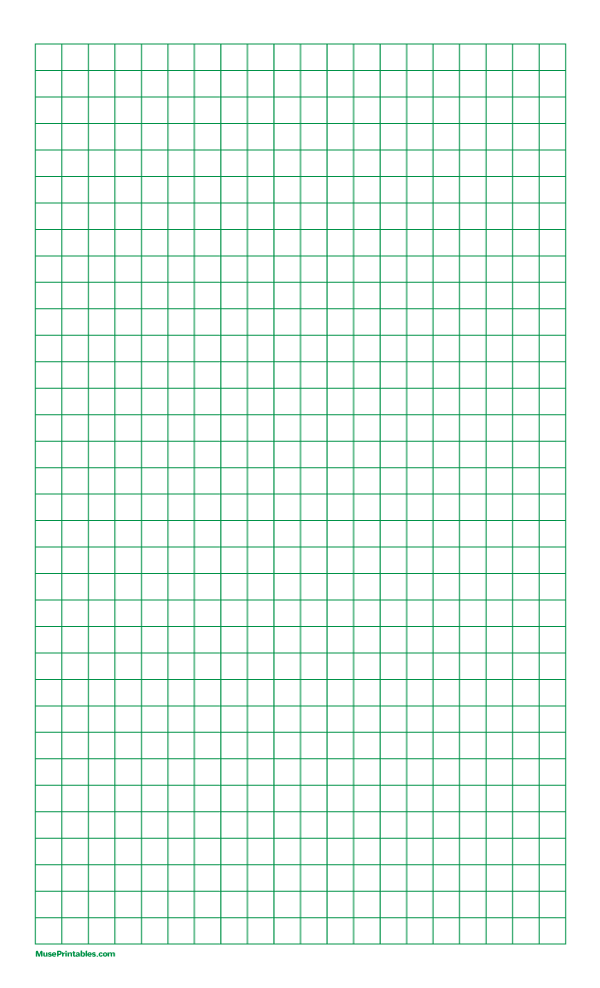 3/8 Inch Green Graph Paper: Legal-sized paper (8.5 x 14)