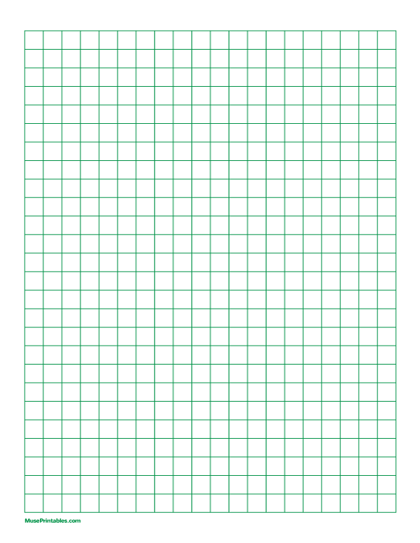 3/8 Inch Green Graph Paper: Letter-sized paper (8.5 x 11)