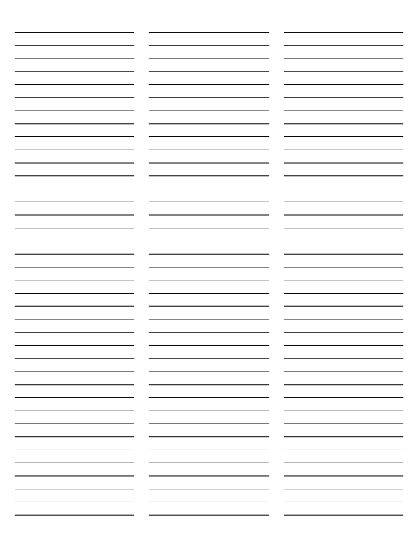 3-Column Black Lined Paper (Narrow Ruled): Letter-sized paper (8.5 x 11)